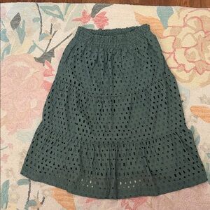 Anthropologie Somerset  Forest Green Eyelet Midi Skirt - Never worn